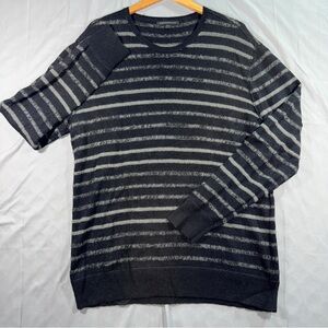 John Varvatos USA Striped Mohair Wool Blend Crewneck Sweater XXL